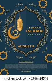 ISLAMIC NEW YEAR - Modern flat design Happy Islamic New Year background. Great for greeting cards, posters, and banners.