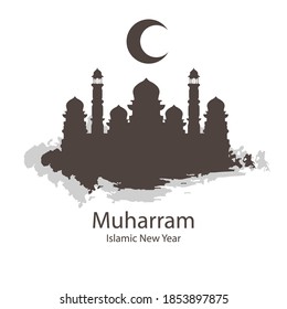 Islamic new year mosque banner, vector art illustration.
