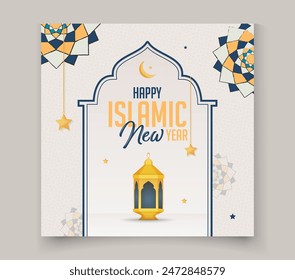 Islamic New Year poster banner design for social media post