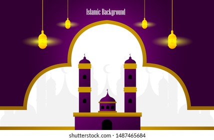 islamic new year purple gold vector backgrounds
