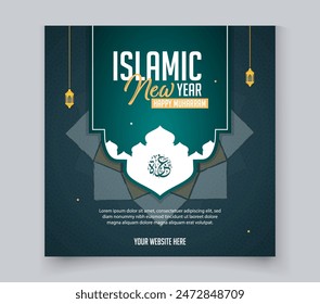 Islamisches Neues Jahr Social Media Post Grußdesign mit Moschee und islamischem Mandala 