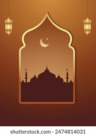 Islamic new year temple vector poster
