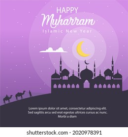 Islamic new year theme, Islamic background with lantern decoration, Islamic Muharram new year