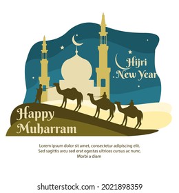Islamic new year theme, Islamic background with lantern decoration, Islamic Muharram new year