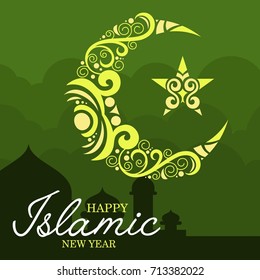 Islamic New Year Vector Template. Islamic icon. Muslim vector
