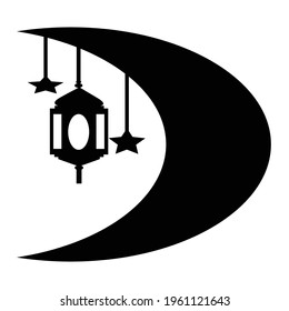 Islamic nuances of moon and star vector icon