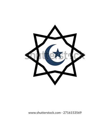 Islamic Octagram Star Symbol with Crescent