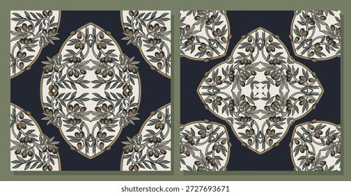 Modelo inconsútil floral de la aceituna islámica con el estilo ornamental clásico, fondo elegante del Ramadán para el pañuelo, la teja, el mantel, el papel de envoltura, la alfombra, la invitación, el certificado, el diploma, y el Fondo de pantalla para el Ramadán 2026
