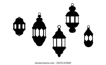 Islamic oriental garland. Muslim holiday lantern traditional Arabic traditional Ramadan Kareem eastern lanterns garland. Muslim ornamental hanging golden lanterns,