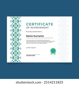 Islamic Oriental Geometric Certificate Design with Vertical Ornament