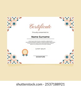 Islâmico Oriental Certificado Geométrico Design no tema Pastel