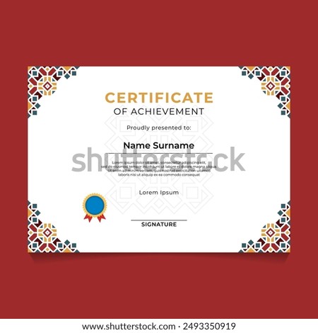 Islamic Oriental Geometric Certificate Template Design