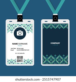 Islamic Oriental ID Card Design with Ornament on The Top and Bottom