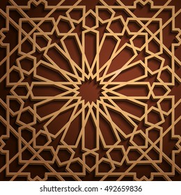 Islamic oriental pattern, Abstract vector ornament. Vector muslim background. east culture, indian heritage, arabesque, persian motif, 3D. Can be used for wallpaper, banner, web design, wedding cards 