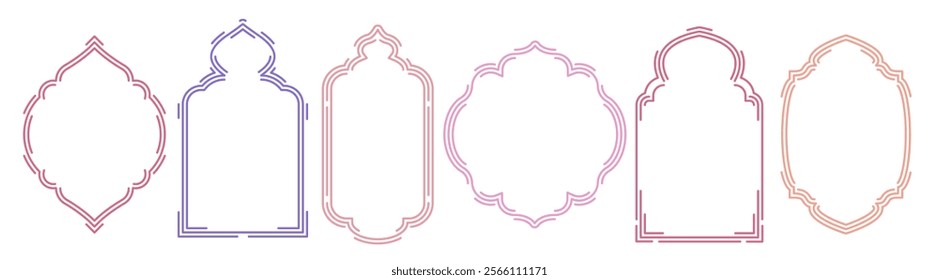 Islamic,  oriental style frame, silhouette. Geometric arab frame set. Ramadan kareem design elements, iicons.