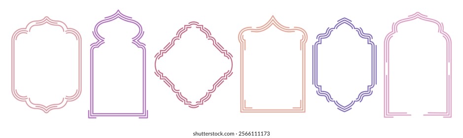 Islamic,  oriental style frame, silhouette. Geometric arab frame set. Ramadan kareem design elements, iicons.