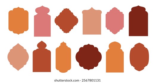 Islamic, oriental style frame, silhouette. Geometric arab frame set. Ramadan kareem design elements, backgrounds, icons.
