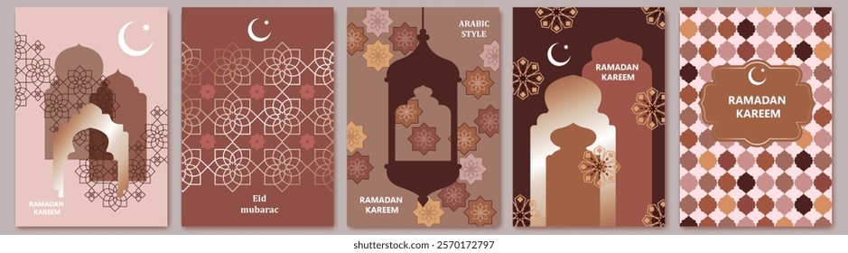  Islamic, oriental style frame, silhouette. Geometric arab frame set. Ramadan kareem design elements, backgrounds, icons
