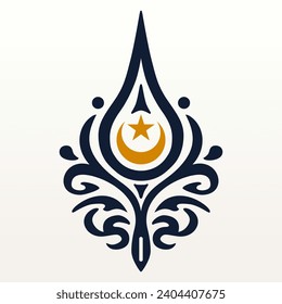 Islamic ornament branding design. Vector logo element for religious, Arabic, Moslem, Ramadhan, floral, vintage decoration. Illustration in EPS10 suitable for transparent PNG. svg