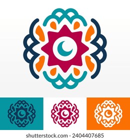 Islamic ornament branding design. Vector logo element for religious, Arabic, Moslem, Ramadhan, floral, vintage decoration. Illustration in EPS10 suitable for transparent PNG.