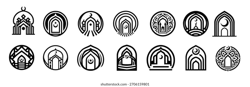 Conjunto de logotipo de ornamento islámico Patrón geométrico premium