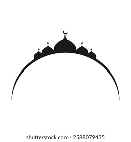 Islamic ornament with mosque and moon, for ramadan design