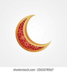 islamic ornament pattern shape crescent moon vector illustration