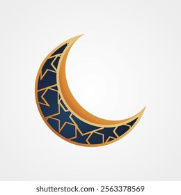 islamic ornament pattern shape crescent moon vector illustration