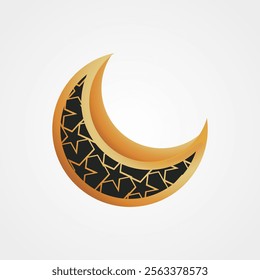 islamic ornament pattern shape crescent moon vector illustration