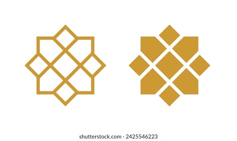 Islamic Ornament Set with Gold Color - Flat Design - Editable Vector : Suitable for Islamic Theme and Other Graphic Related Assets.