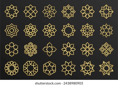 Islamic Ornament Set - Luxury Gold - Editable Vector : Suitable for Islamic Theme and Other Graphic Related Assets.