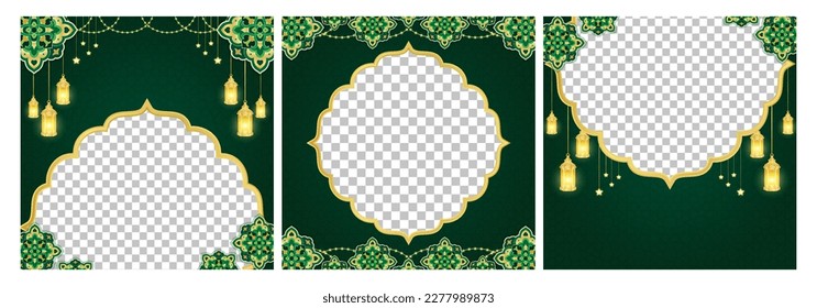 Islamic ornament template for background, sale, product photo, photo frame, twibbon, banner, poster, cover design, envelope, social media feed. Ramadan Kareem and eid mubarak 2023 greeting concept