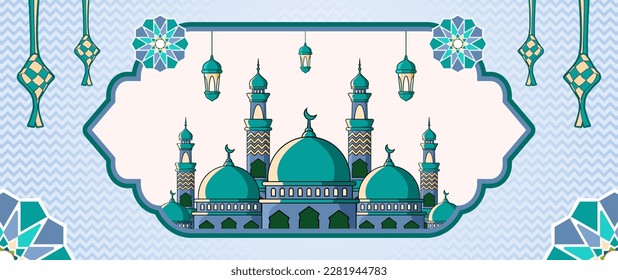 Islamic ornament template banner design for eid mubarak