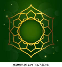 Islamic ornament vector, Persian circle pattern with green and gold color for ramadan and eid mubarak festivals