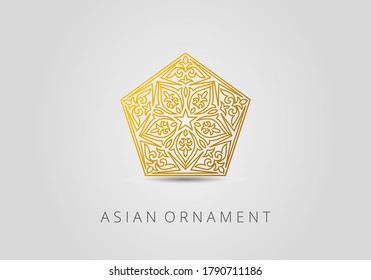 Vector de ornamento islámico, motivo persa. Diseños florales asiáticos. Resumen de elementos asiáticos del patrón nacional de los antiguos nómadas de los kazajos, kirguisos, mongoles, tártaros, uzbekos, tayikos y otros.