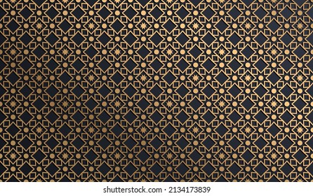 Islamic ornament vector , persian motiff. ramadan islamic round pattern elements . Geometric circular ornamental arabic symbol vector . Gold background