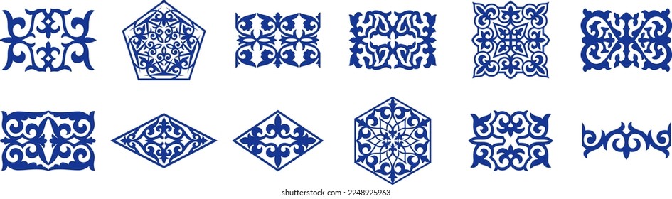 Islamic ornament vector, persian motiff. Asian floral designs. Abstract Asian elements of the national pattern of the ancient nomads of the Kazakhs, Kyrgyz, Mongols, Tatars, Uzbeks, Tajiks and other