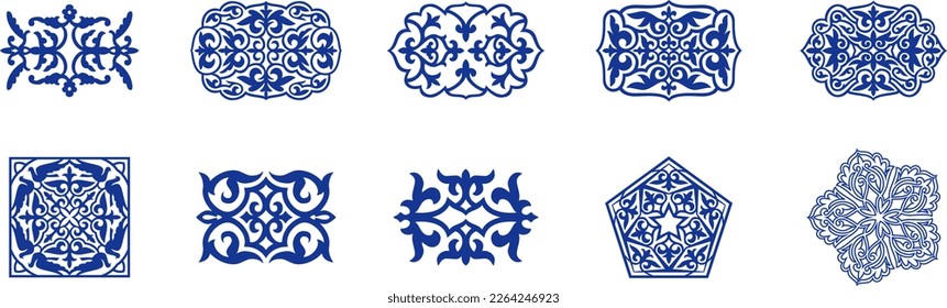 Islamic ornament vector, persian motiff. Asian floral designs. Abstract Asian elements of the national pattern of the ancient nomads of the Kazakhs, Kyrgyz, Mongols, Tatars, Uzbeks, Tajiks and other