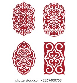 Islamic ornament vector, persian motiff. Asian floral designs. Abstract Asian elements of the national pattern of the ancient nomads of the Kazakhs, Kyrgyz, Mongols, Tatars, Uzbeks, Tajiks and other