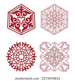 Islamic ornament vector, persian motiff. Asian floral designs. Abstract Asian elements of the national pattern of the ancient nomads of the Kazakhs, Kyrgyz, Mongols, Tatars, Uzbeks, Tajiks and other