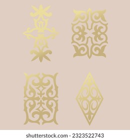 Islamic ornament vector, persian motiff. Asian floral designs. Abstract Asian elements of the national pattern of the ancient nomads of the Kazakhs, Kyrgyz, Mongols, Tatars, Uzbeks, Tajiks and other