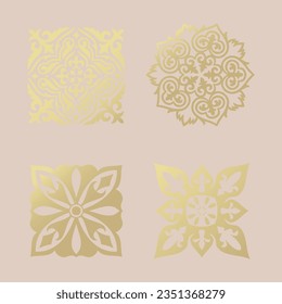 Islamic ornament vector, persian motiff. Asian floral designs. Abstract Asian elements of the national pattern of the ancient nomads of the Kazakhs, Kyrgyz, Mongols, Tatars, Uzbeks, Tajiks and other