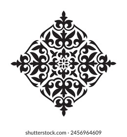 Islamic ornament vector, persian motiff.  Ramadan islamic  pattern elements. Geometric logo template. Square ornamental arabic symbol. National pattern of the Kazakhs, Kyrgyz, Mongols.