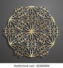 Islamic ornament vector , persian motiff . 3d ramadan islamic round pattern elements . Geometric logo template set. Circular ornamental arabic symbols vector .