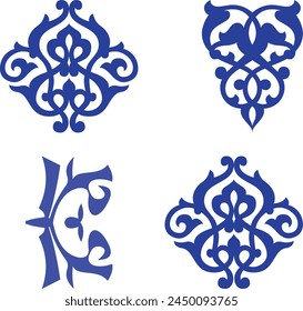 
Islamic ornament vector set, persian motiff. Asian floral designs. Abstract Asian elements of the national pattern of the ancient nomads of the Kazakhs, Kyrgyz, Mongols, Tatars, Uzbeks, Tajiks. 