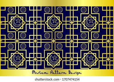 Vector islámico de adorno , patrón de símbolos, vectores de tracto circular islamico 3d ramadan, dorado y fondo oscuro