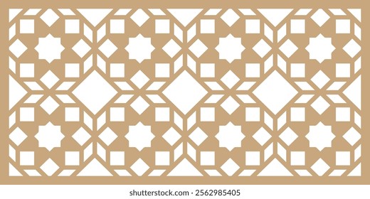 Islamic ornamental arabesque design combining geometric shapes, suitable for Ramadan, Arabic decor, and pattern textures in vector format.