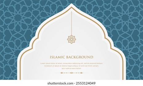 Islamischer ornamentaler arabischer Hintergrund mit Moschee und Laternen