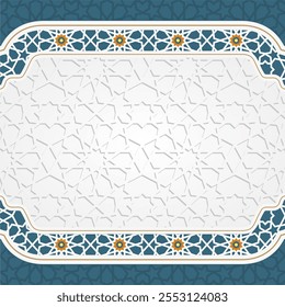 Islamic Ornamental Arabic Pattern Background With Mosque and Lanterns