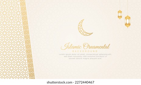 Islamic Ornamental Arabic White Greek Border Background with Geometric pattern and Ornament